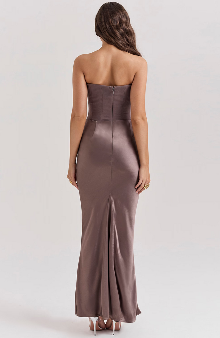 Women's homecoming dress, strapless and exquisitely draped.