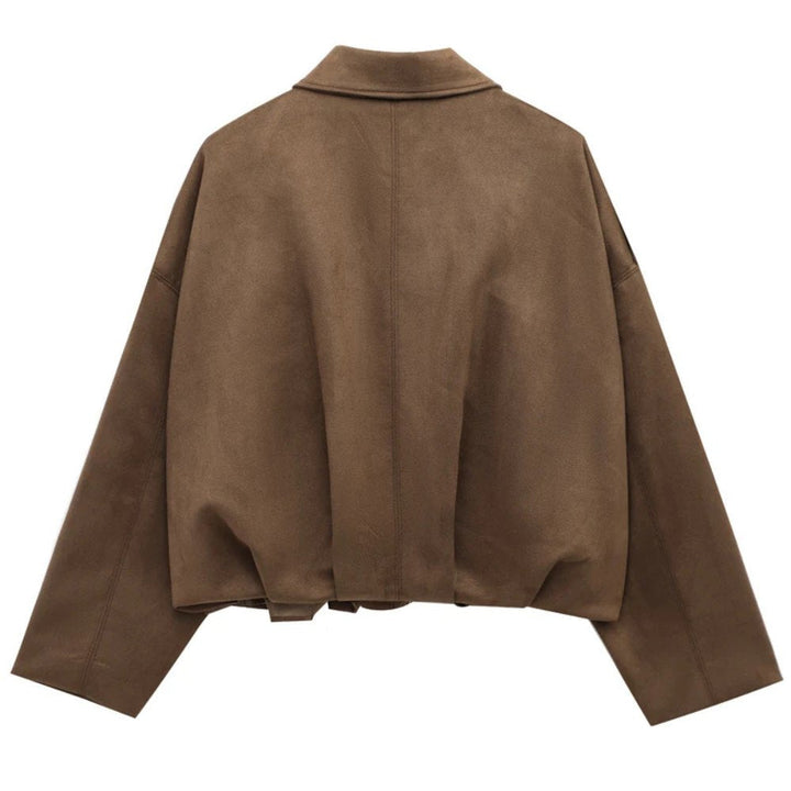 Women's comfy faux suede bomber jacket, a must-have for transitional weather like spring or fall