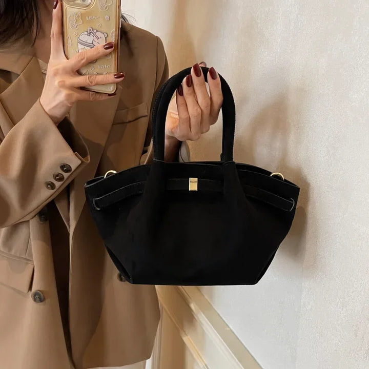 Women's vintage tote bag, faux suede finish, versatile as a crossbody or shoulder bag