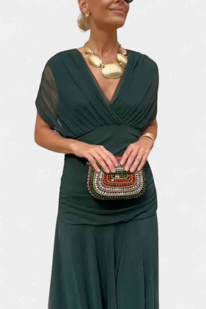Comfortable & stylish floral off-shoulder maxi dress. Women's long sleeve ceremony gown for elegant occasions.