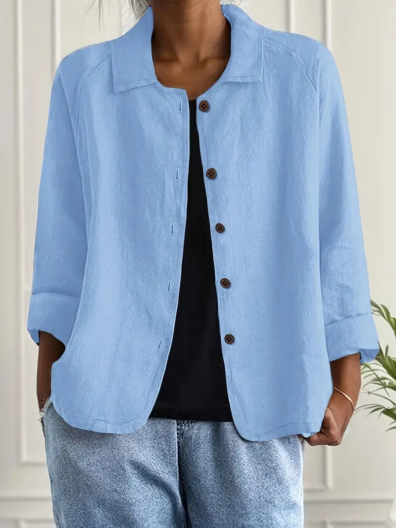 Stylish women's flowy button-front cardigan, a versatile layer for everyday casual wear.