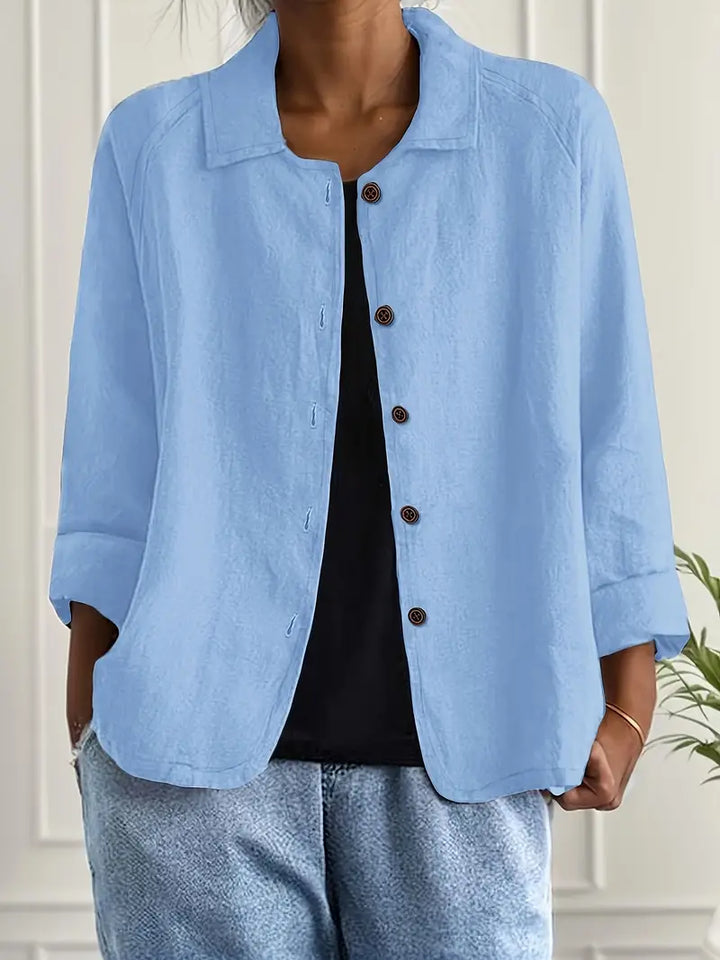 Stylish women's flowy button-front cardigan, a versatile layer for everyday casual wear.