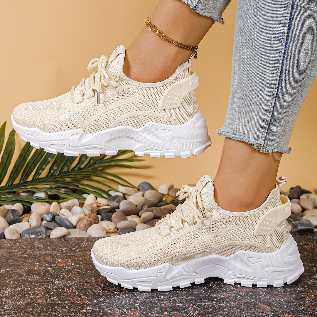 Women's lace-up orthopedic sneakers for all-day comfort and foot support, perfect for walking.