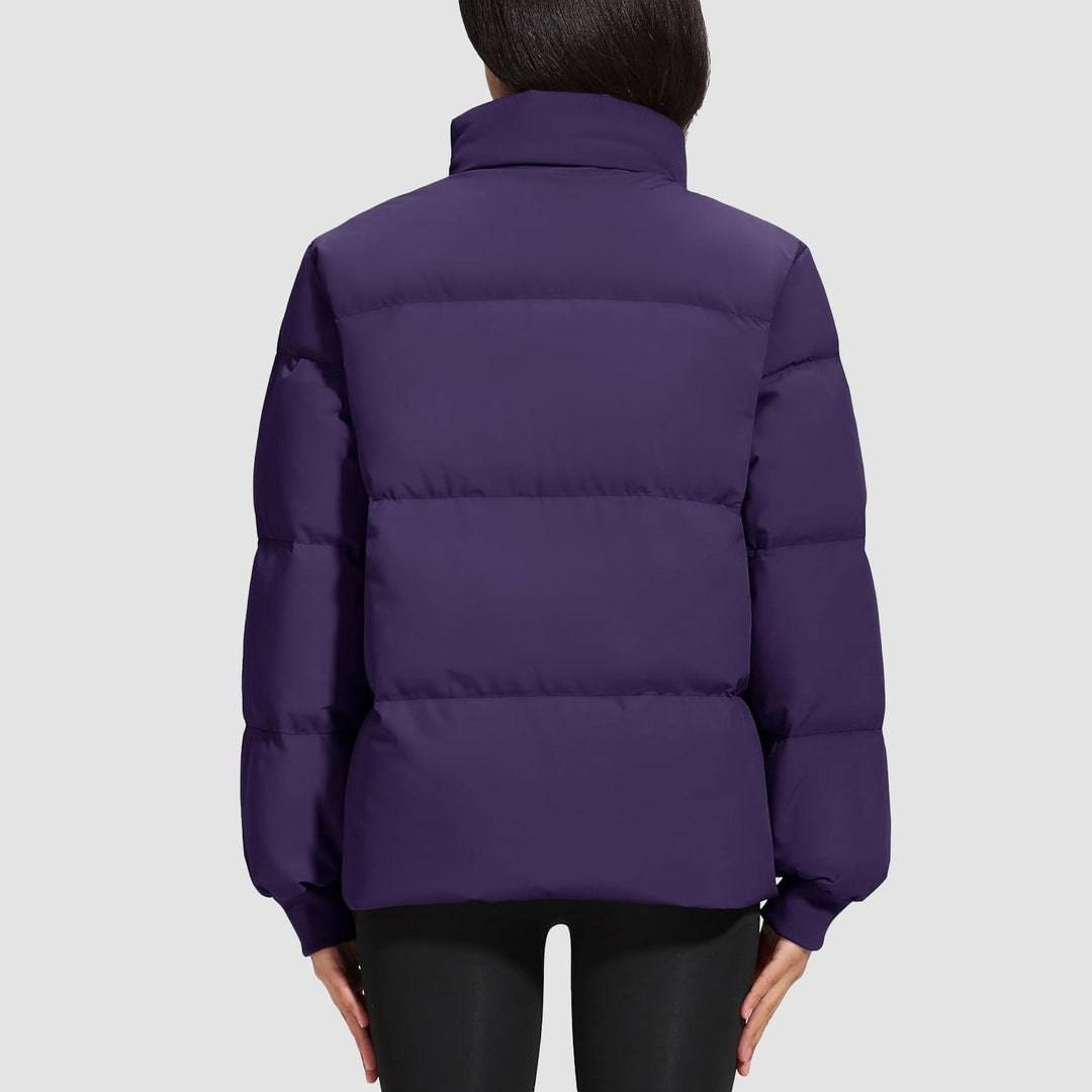 Black women's insulated jacket, close-up of pocket detail, practical and warm
