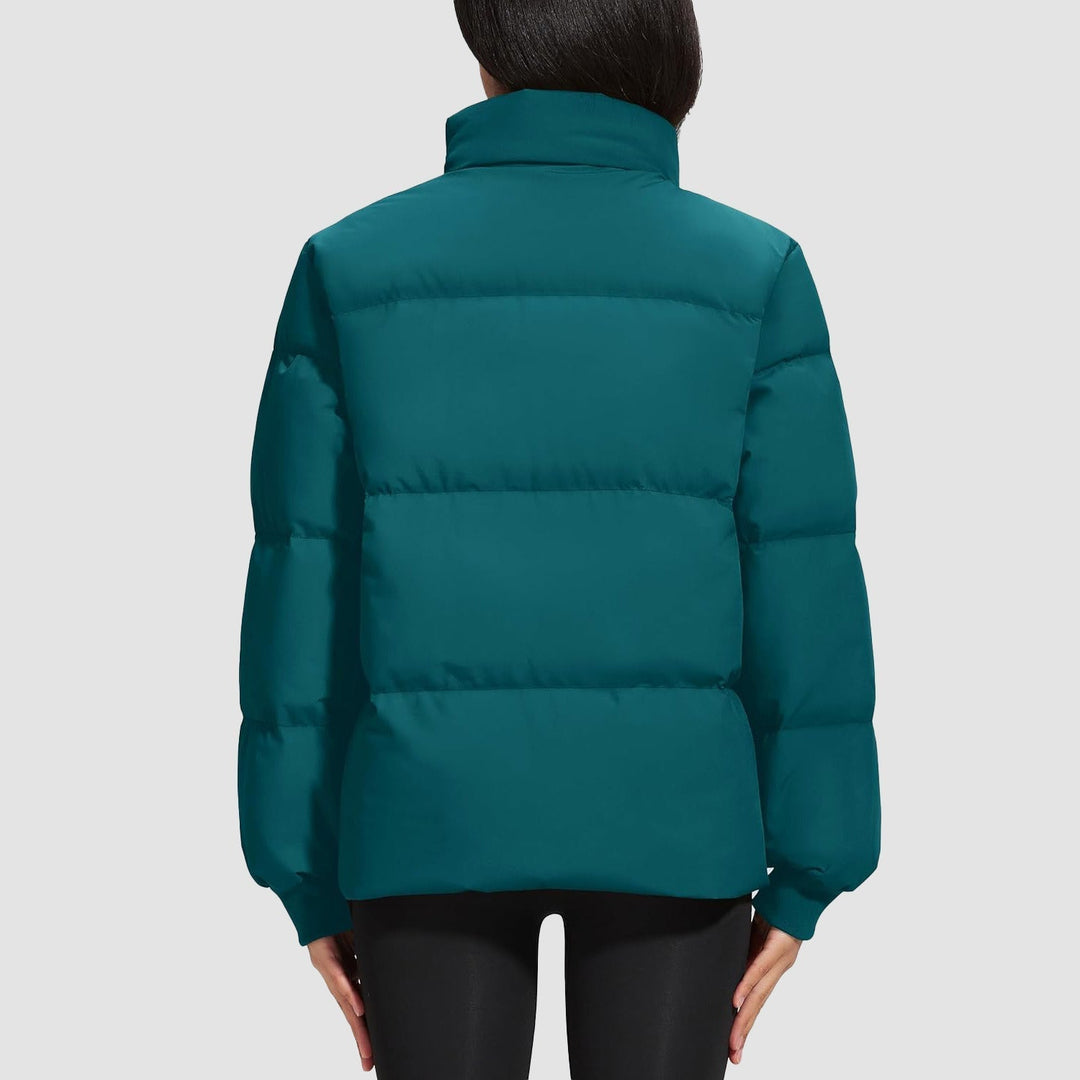 Black women's quilted jacket with a detachable hood, versatile and adaptable design