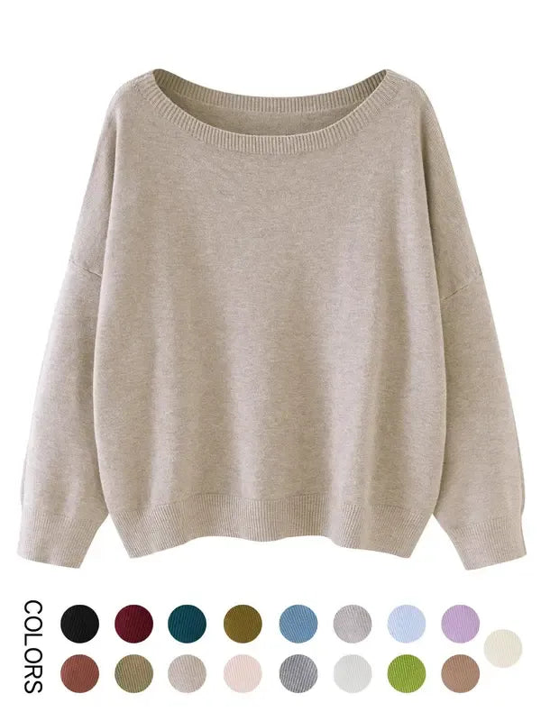 Women's Luxe Knit Pullover Sweater, cashmere blend, soft knit, relaxed fit, cozy top for women