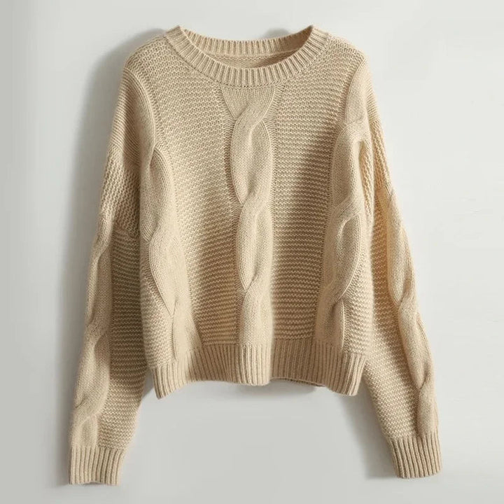 Stylish women's pullover, a cozy cashmere blend cable knit sweater ideal for cold weather and everyday wear