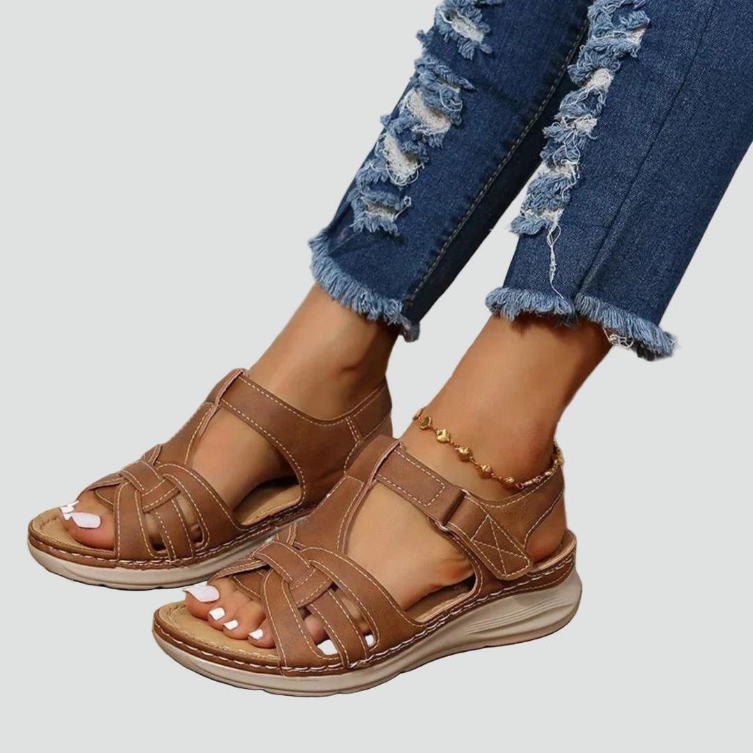 Women's orthopedic sandals with adjustable straps for daily comfort & support.