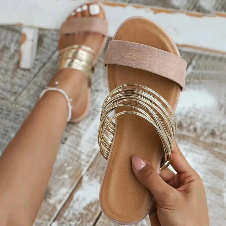 Everyday comfort women's sandals. Lightweight, slip-on orthopedic slides with arch support for summer fashion.