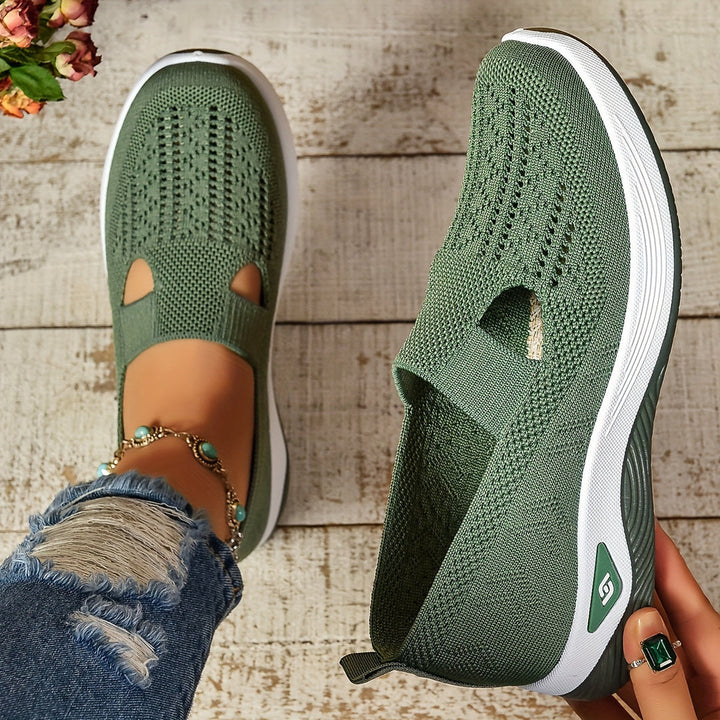 Women's orthopedic slip-on walking shoes, breathable for all-day comfort & pain relief.
