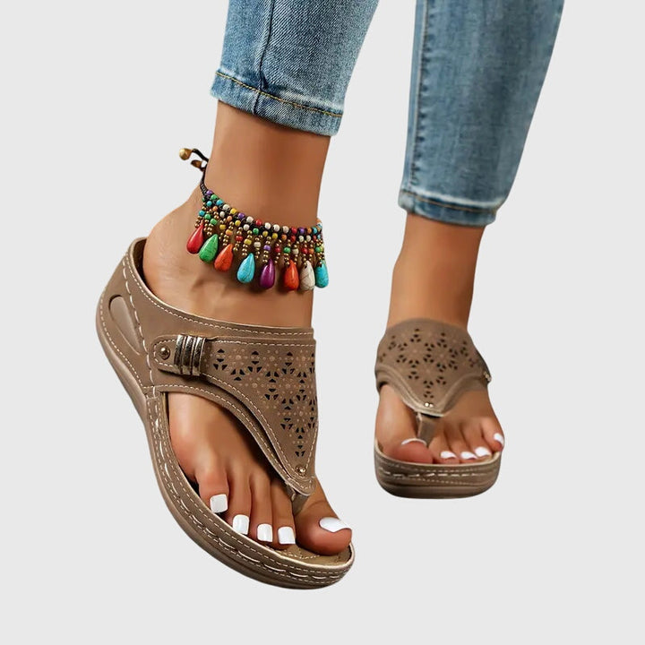 Versatile women's orthopedic wedge slip-on sandals, ideal for summer casual wear with great arch support.