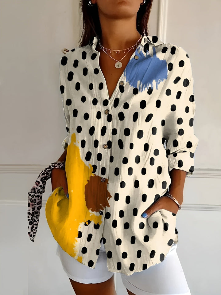 Fashionable women's floral vine print oversized button down blouse. Perfect casual spring & summer long sleeve top.