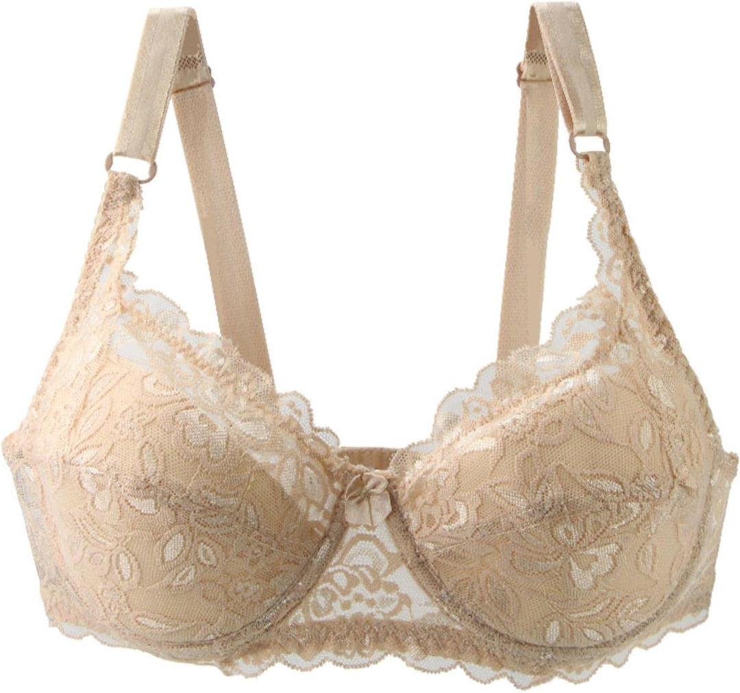 Comfortable plus-size underwire lace bra, offering full figure support for everyday wear.