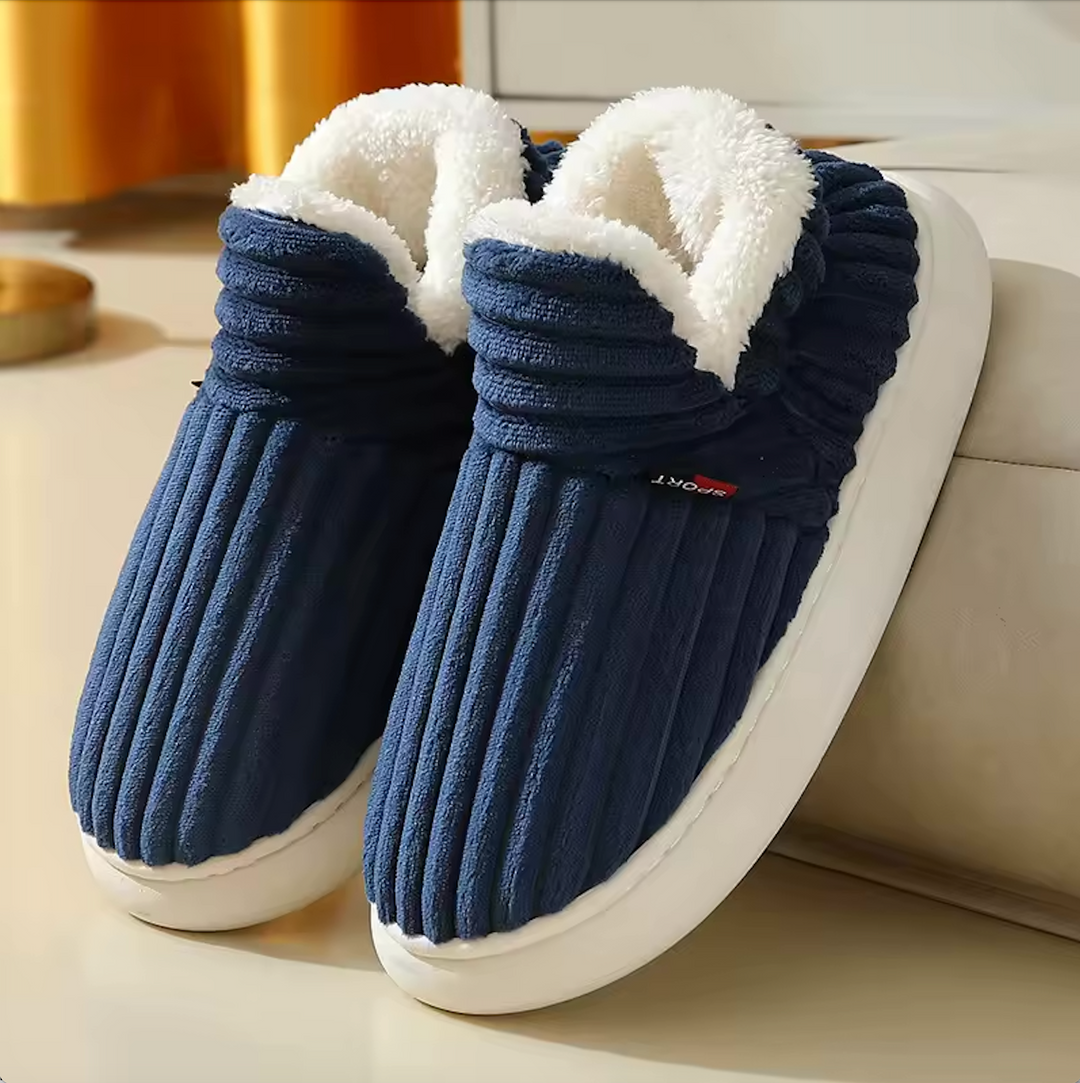 Stylish women's corduroy slippers, featuring plush memory foam for luxurious comfort and support