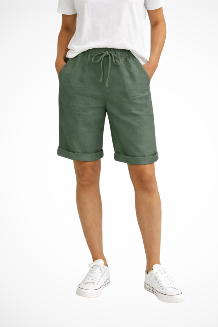 Soft women's drawstring shorts, relaxed fit for ultimate summer comfort, perfect for casual or vacation.