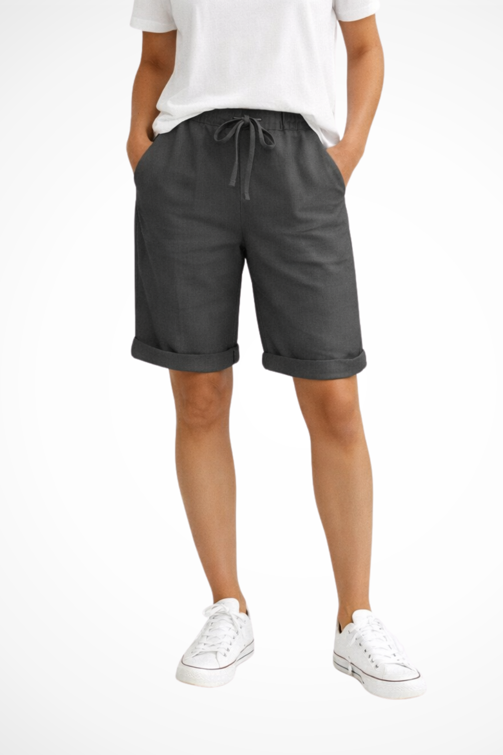 Women's relaxed fit casual summer shorts with adjustable drawstring, ideal for warm weather and beach vacations.