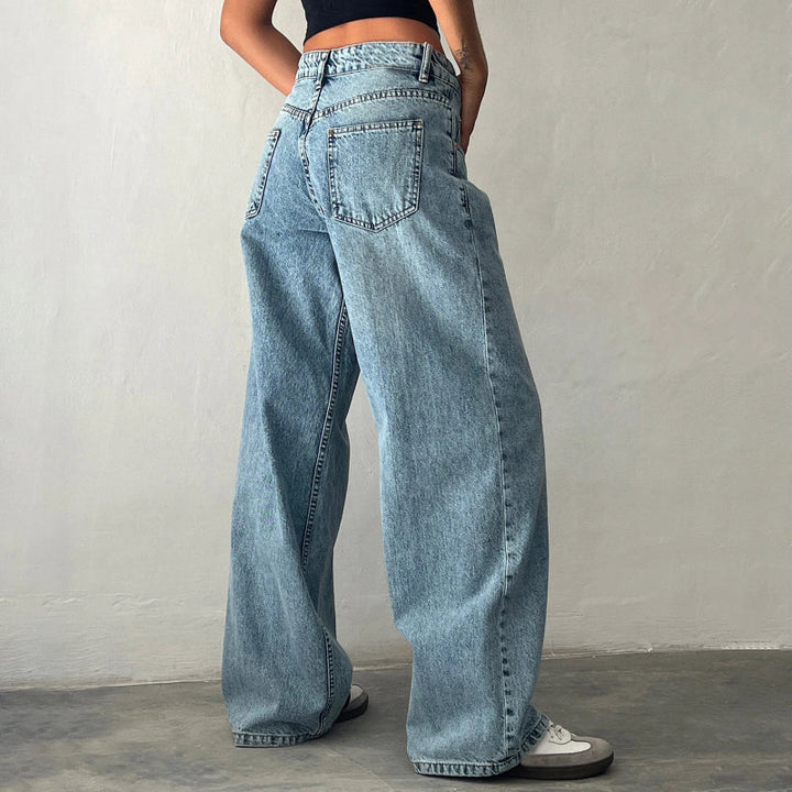 Mid-rise Rivoli wide-leg denim jeans for women, comfortable relaxed fit, ideal casual wear