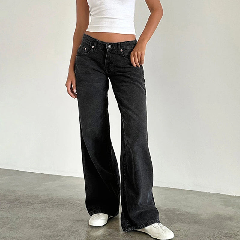 Fashionable women's Rivoli wide-leg denim jeans, an essential for a relaxed, casual outfit
