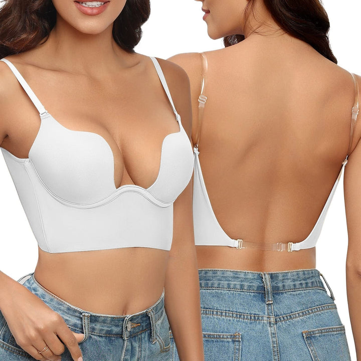 Women's seamless strapless backless bra, ideal for open-back outfits, formal & evening wear.