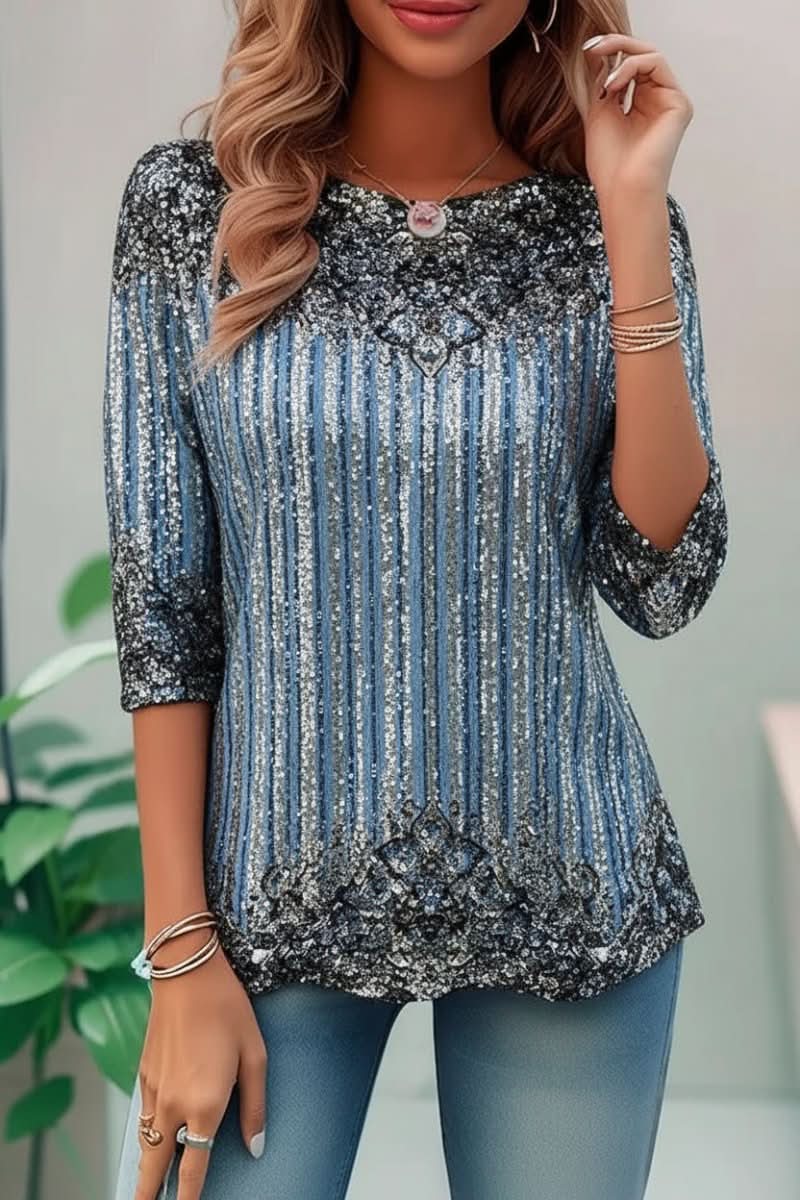 Glamorous women's sequin party top with a stunning open back, loose fit, ideal for festive celebrations.