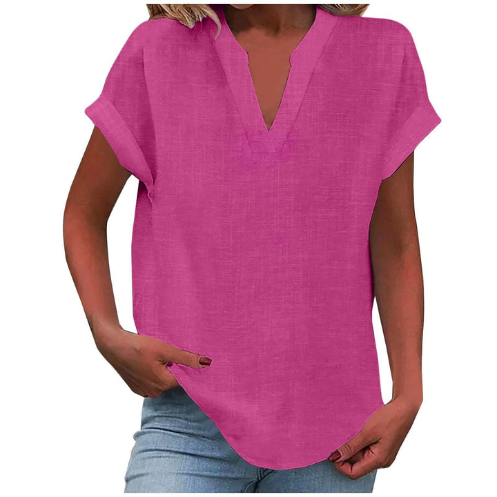 Sienna women's V-Neck top, relaxed fit, short sleeve, a versatile and elegant blouse.