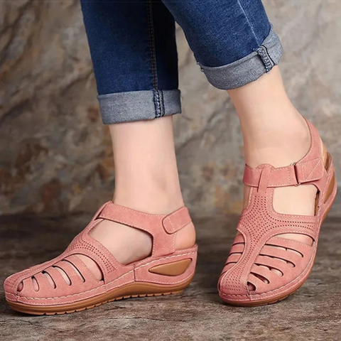 Stylish women's walking sandals with unique cutouts, perfect for summer casual wear and comfort