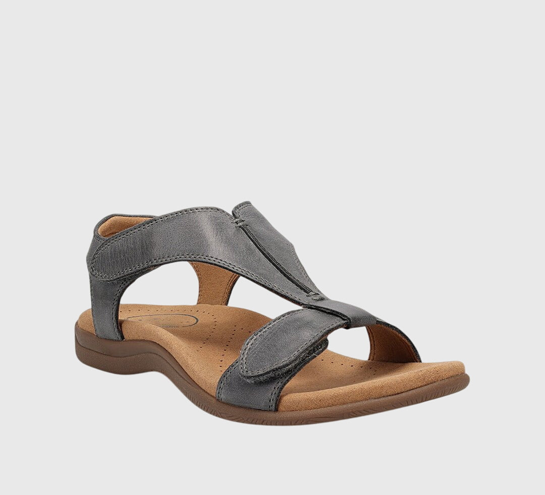 Adjustable T-Bar hook loop flat sandals for women. Orthopedic comfort and arch support for summer.
