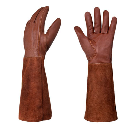 Breathable & durable women's rose gardening gloves with long cuffs for thorn protection.