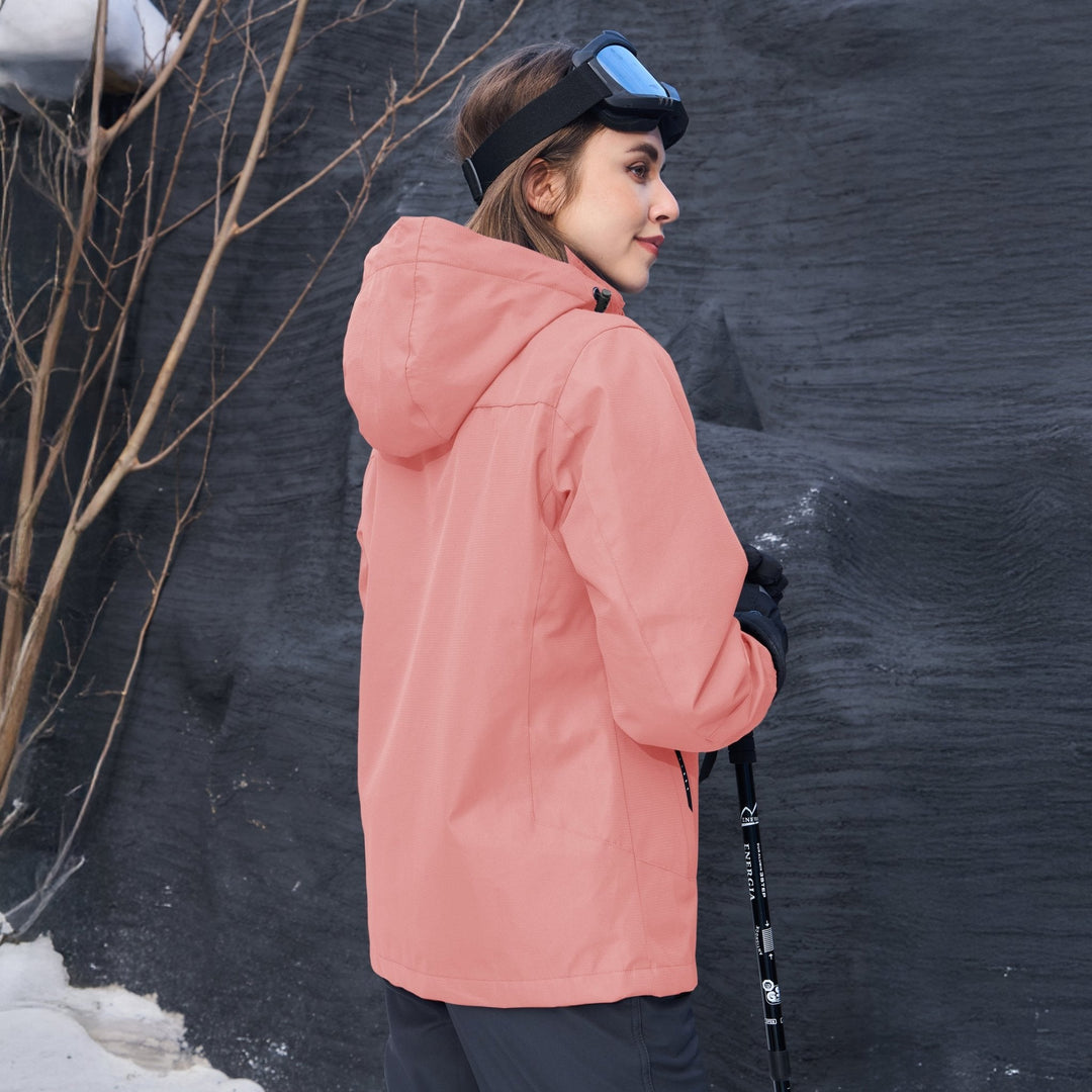 Close-up on a pocket detail of the Verona 3-in-1 women's jacket, featuring a waterproof zipper.