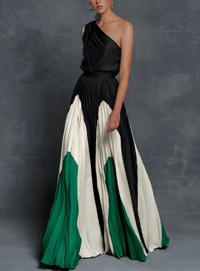 Women's Asymmetrical Maxi Dress - Elegant One - Shoulder - Lexians