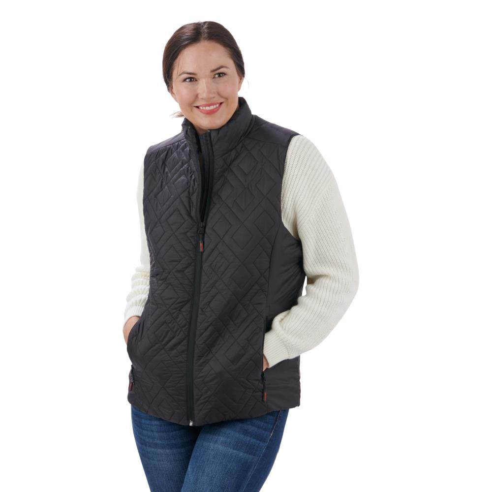 Women's Black Quilted Heated Vest for Cold Weather - Lexians