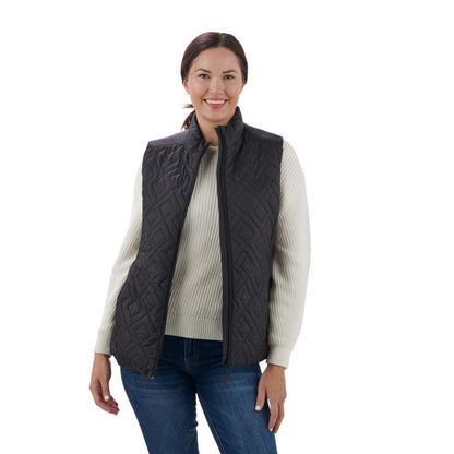 Women's Black Quilted Heated Vest for Cold Weather - Lexians