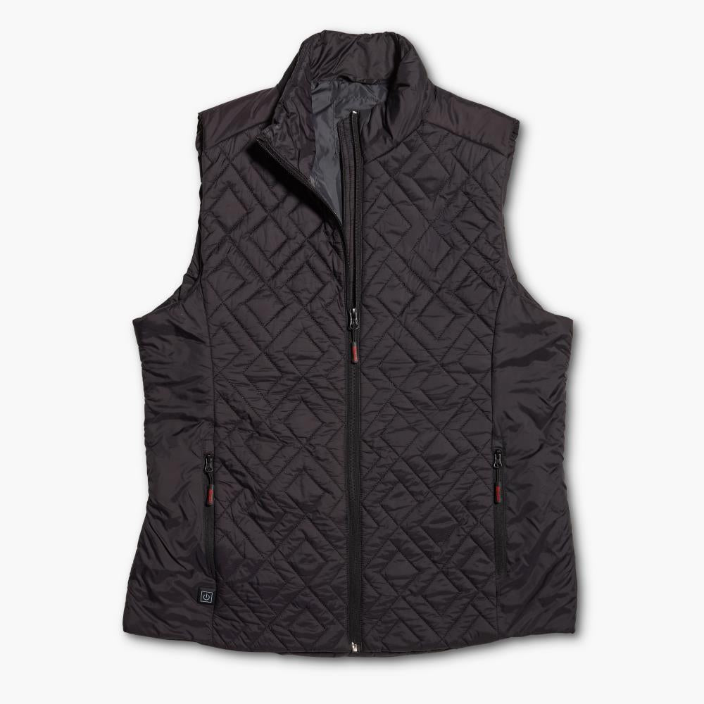 Women's Black Quilted Heated Vest for Cold Weather - Lexians