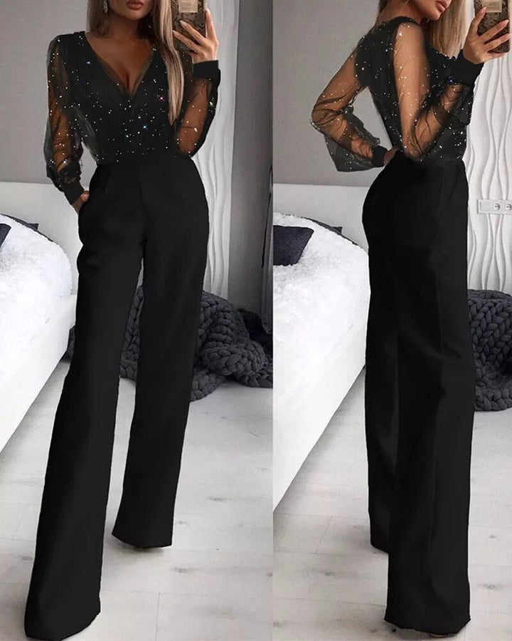 Women's Casual Solid Black Jumpsuit with Flattering Fit - Lexians