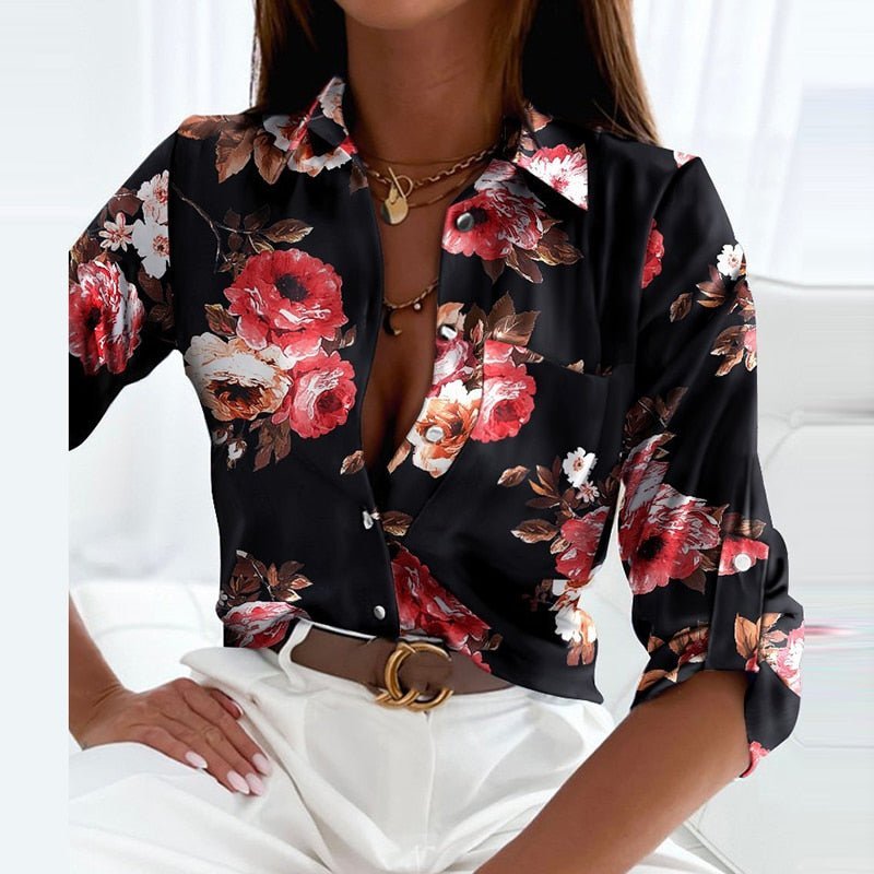 Women's Classic Collared Blouse with Elegant Designs - Lexians