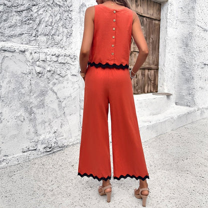 Women's Co - ord Set Sleeveless Crop Top Wide - Leg Pants - Lexians