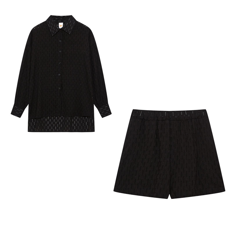 Women's cotton summer set, featuring lightweight, breathable fabric with tonal stripes, ideal for casual summer outings.