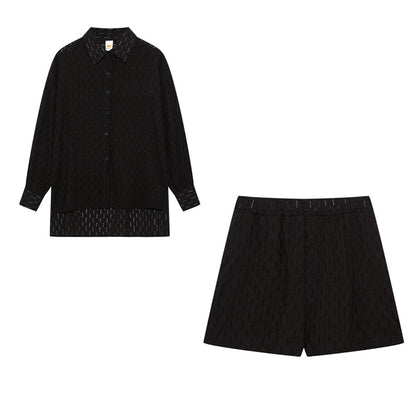 Women's cotton summer set, featuring lightweight, breathable fabric with tonal stripes, ideal for casual summer outings.
