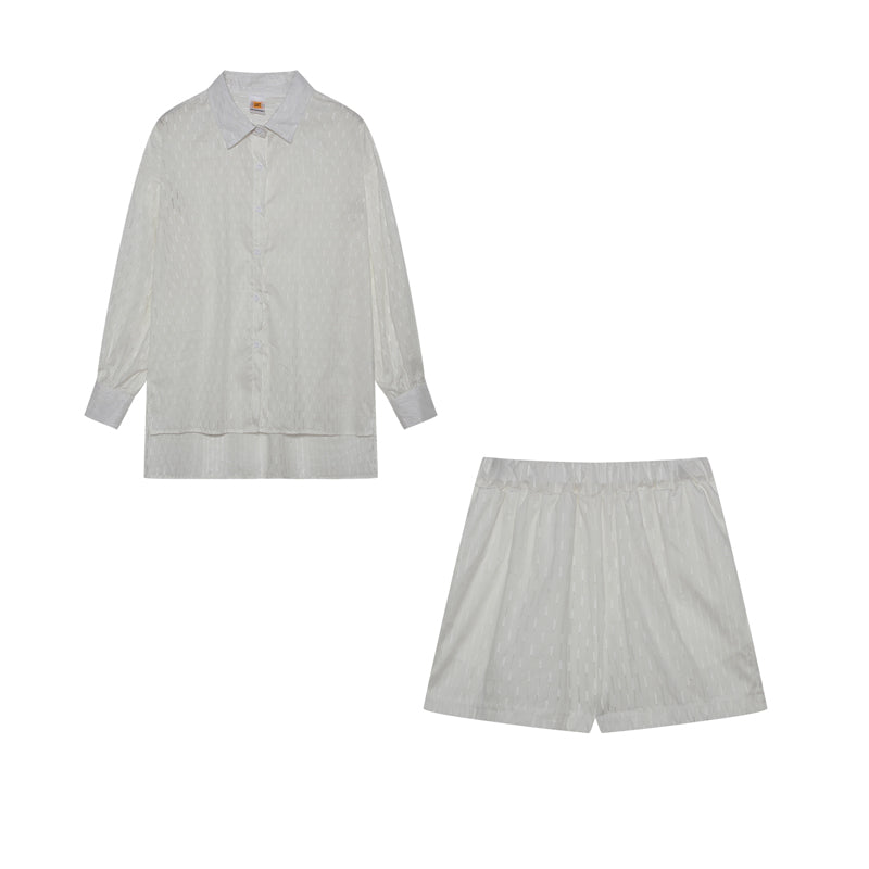 Women's cotton summer set, featuring lightweight, breathable fabric with tonal stripes, ideal for casual summer outings.