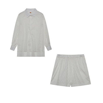 Women's cotton summer set, featuring lightweight, breathable fabric with tonal stripes, ideal for casual summer outings.
