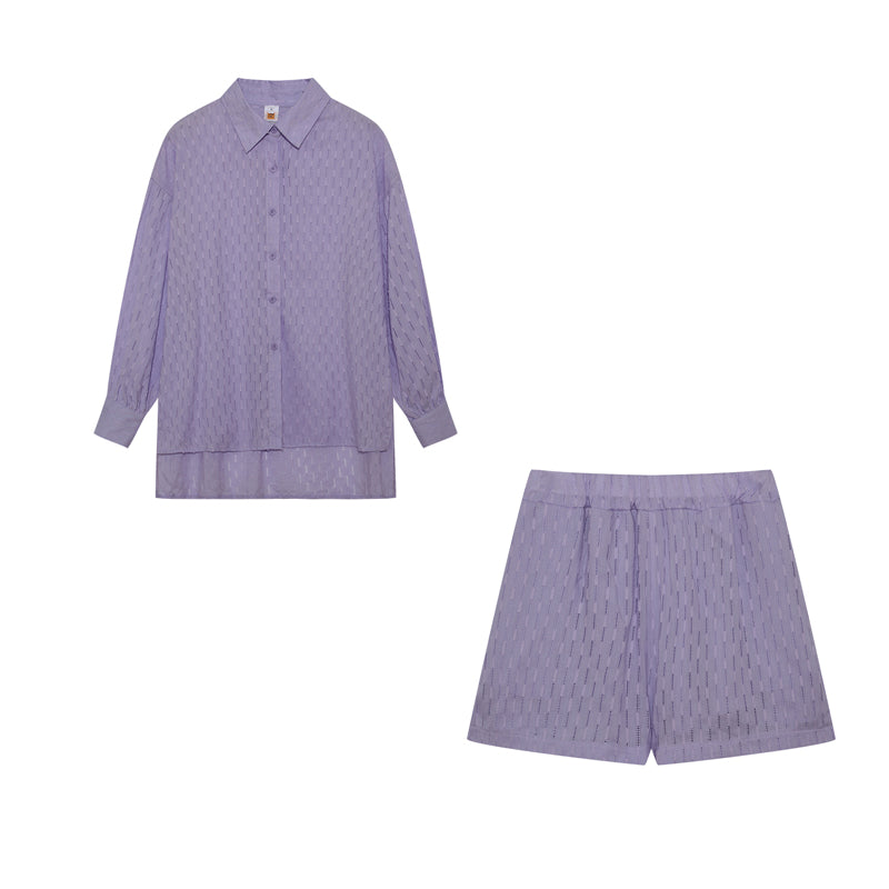 Women's cotton summer set, featuring lightweight, breathable fabric with tonal stripes, ideal for casual summer outings.