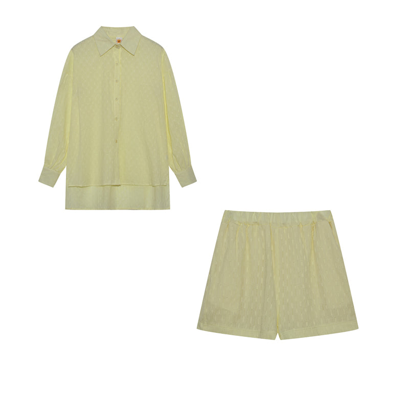 Women's cotton summer set, featuring lightweight, breathable fabric with tonal stripes, ideal for casual summer outings.