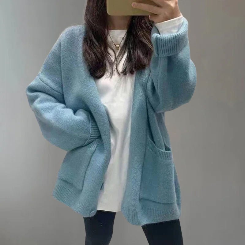 Women's Cozy V - Neck Cardigan with Button Closure - Lexians