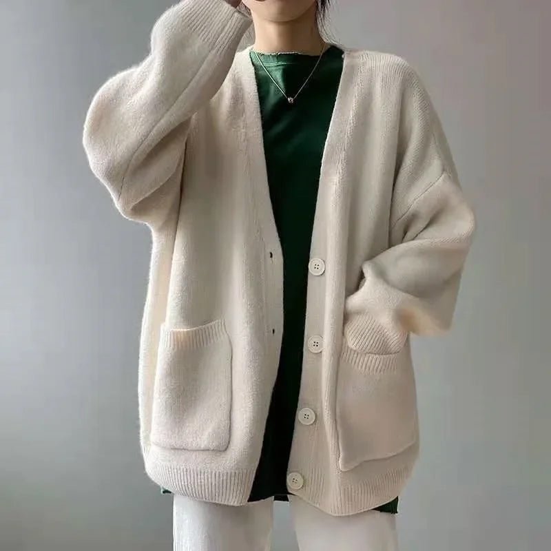 Women's Cozy V - Neck Cardigan with Button Closure - Lexians
