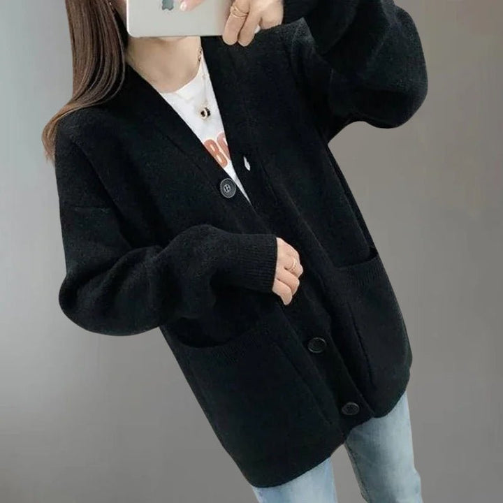 Women's Cozy V - Neck Cardigan with Button Closure - Lexians