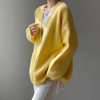 Women's Cozy V - Neck Cardigan with Button Closure - Lexians