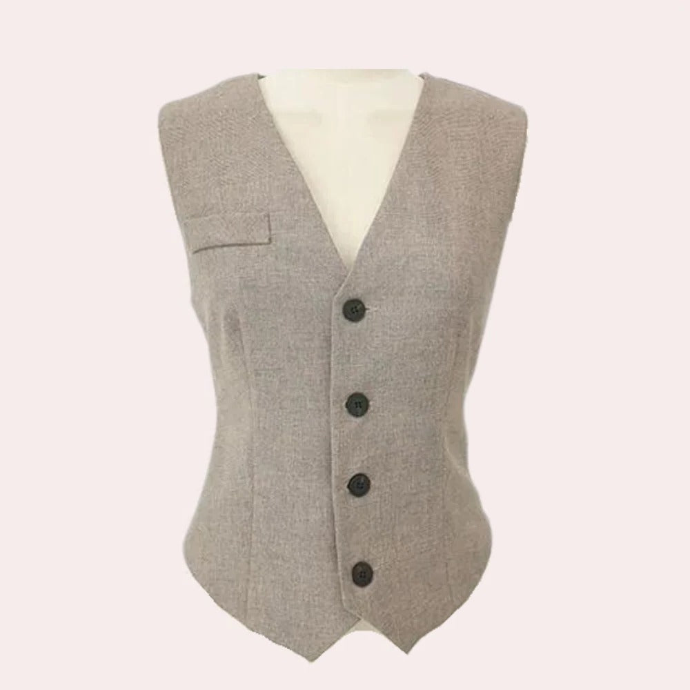 Women's elegant 3-piece suit set with blazer, waistcoat, and trousers in a classic polished design for versatile wear.