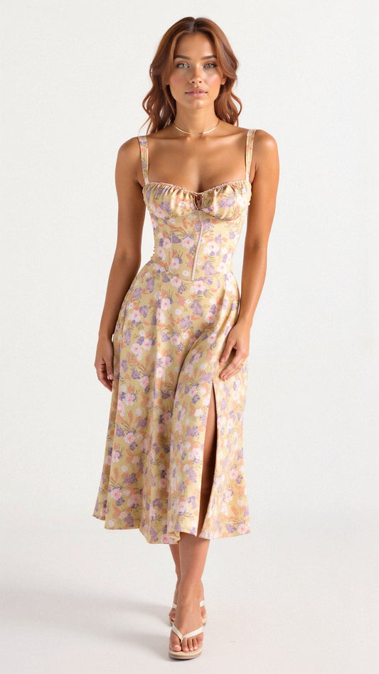 Women's Elegant Corset Summer Dress with Bow Detail - Lexians