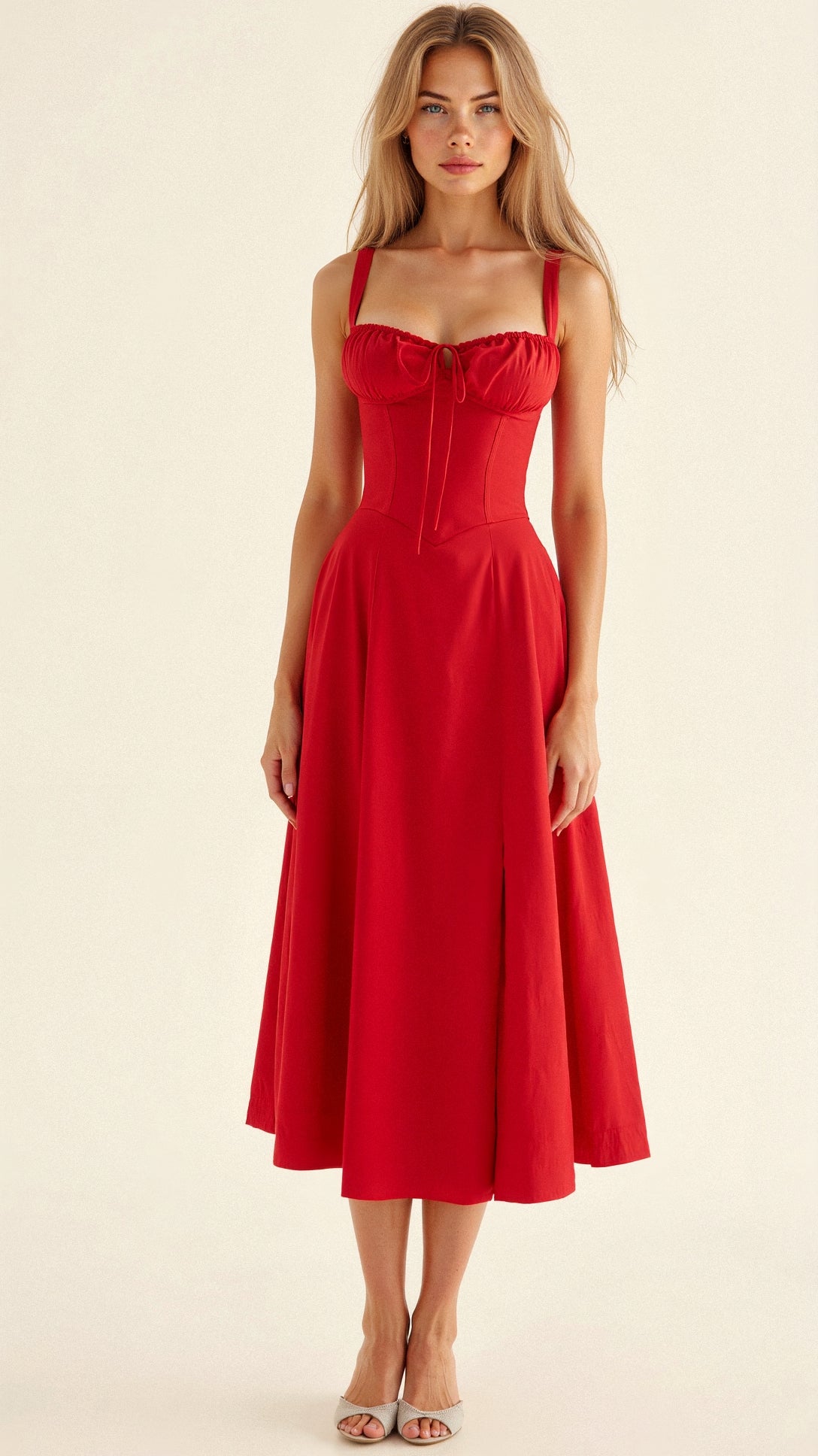 Women's Elegant Corset Summer Dress with Bow Detail - Lexians