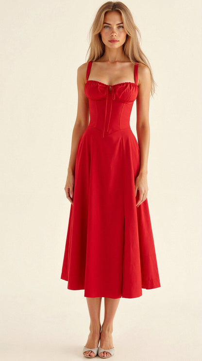 Women's Elegant Corset Summer Dress with Bow Detail - Lexians